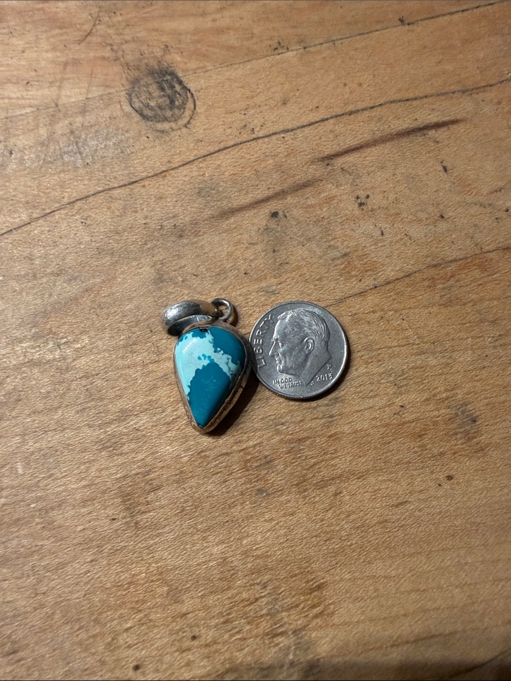 Artisan handmade Sterling Silver Turquoise Teardrop Pendant